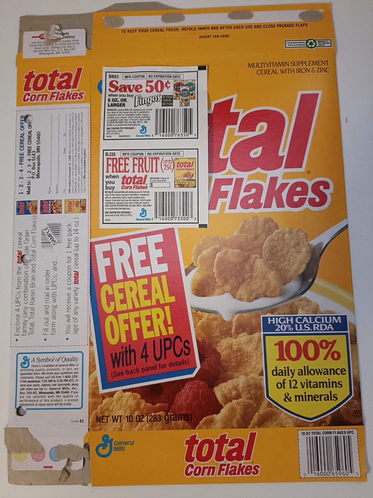 General Mills Total Corn Flakes 1993 Grelly UK