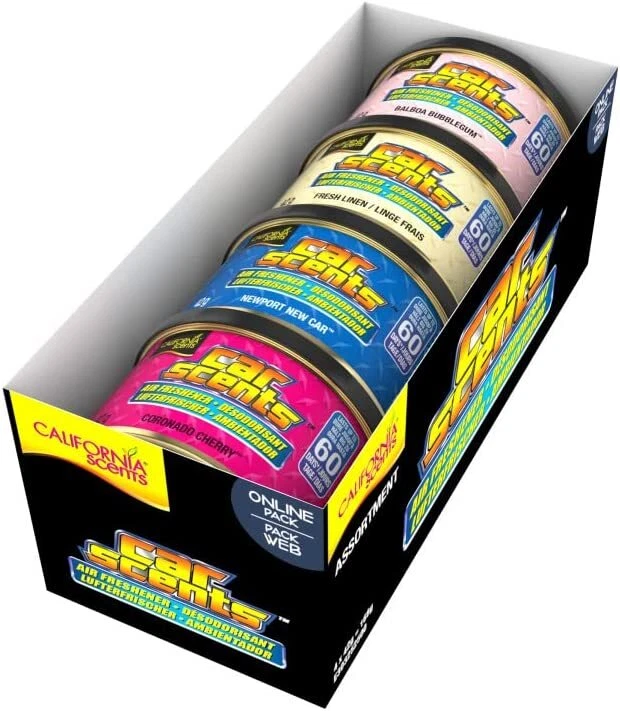 CALIFORNIA SCENTS Confezione 4 Profumi Diversi Auto Veicolo Lattina Stile California Profumo Deodorante