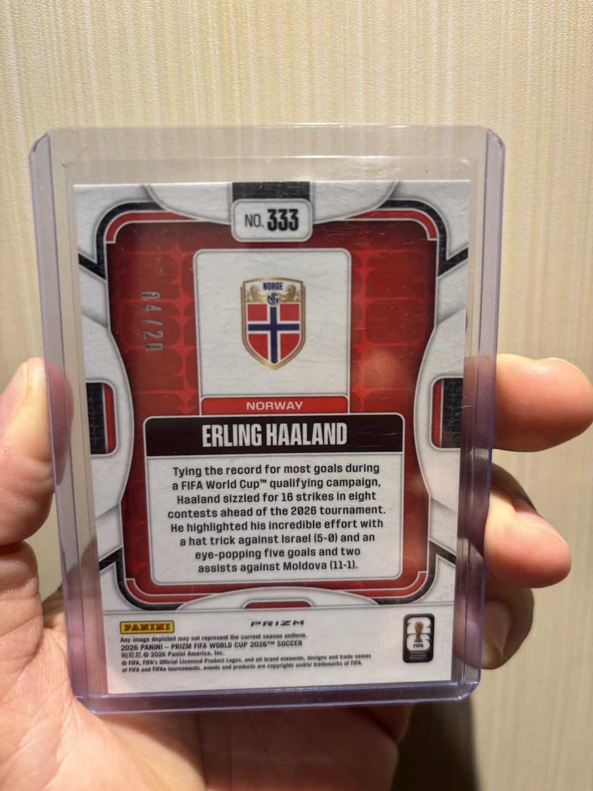 2026 PRIZM FIFA WORLD CUP ERLING HAALAND WHITE DISCO SP # 04/20 First To Market! view 2