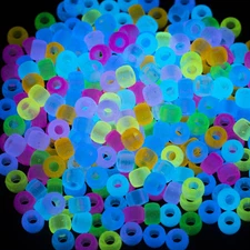 1000 Pcs Acrylic 9 Color Pony Beads 6x9mm Bulk Glow in The Dark for Necklace, Fr