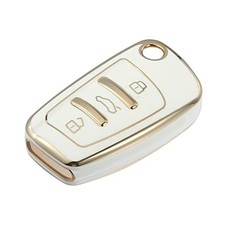 Car Key Fob Cover 3 Button Remote Key Fob Case TPU Button Full Protector White
