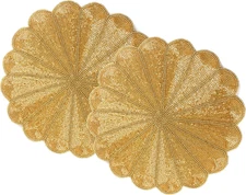 Handmade Beaded Charger Placemats Set of 2 - Glass Beads & Polyester Mat Harvest