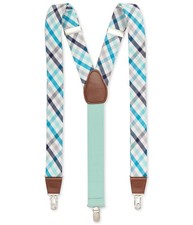 Club Room Mens Plaid Medium Suspenders, Green, One Size