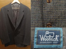 Vtg Woolrich USA Made Houndstooth Wool Blazer Two Button Ventless Sport Coat MD