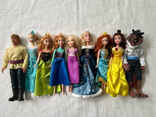 Disney Prinzessin & Prinz 9 Puppen Set Anna Elsa Cinderella Rapunzel Belle Beast