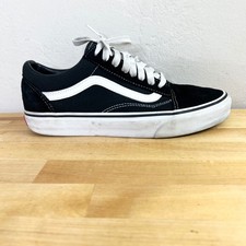 Vans Old Skool Low Top Sneakers Black White Suede Canvas Skate Shoes Men's 7