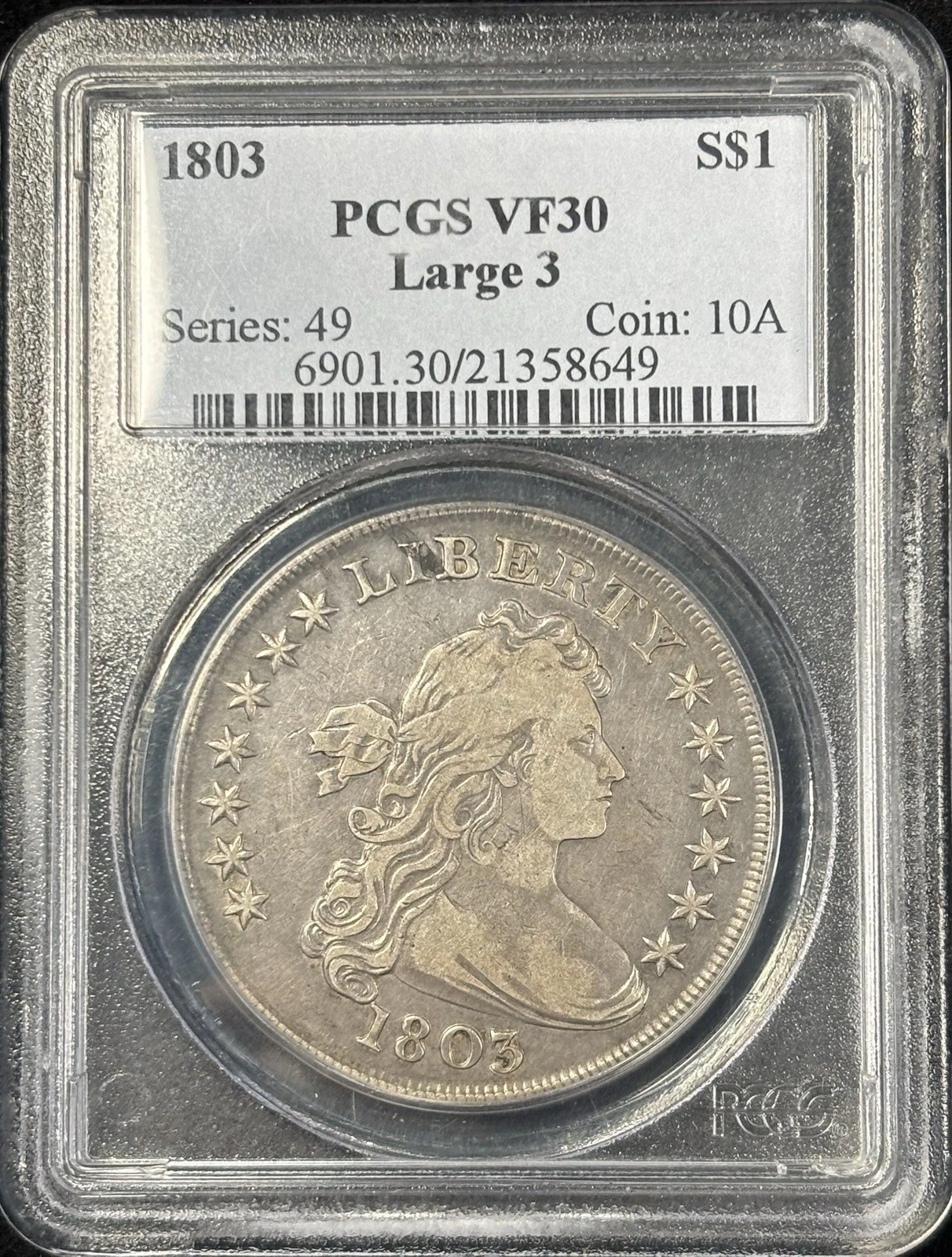 1803 $1 Draped Bust Silver Dollar - PCGS VF-30