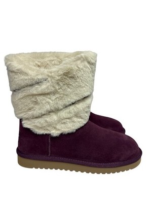 Koolaburra UGG Dezi Women's Boot Suede Plum Faux Fur Lining Pull On Size 7 New