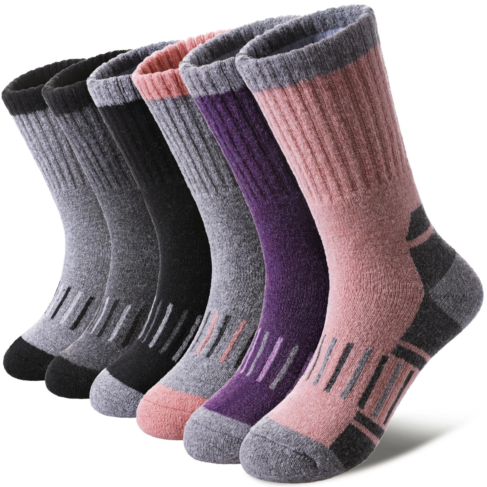 DOSKONI Kids Merino Wool Hiking Socks Boys Girls 8-12 Years,