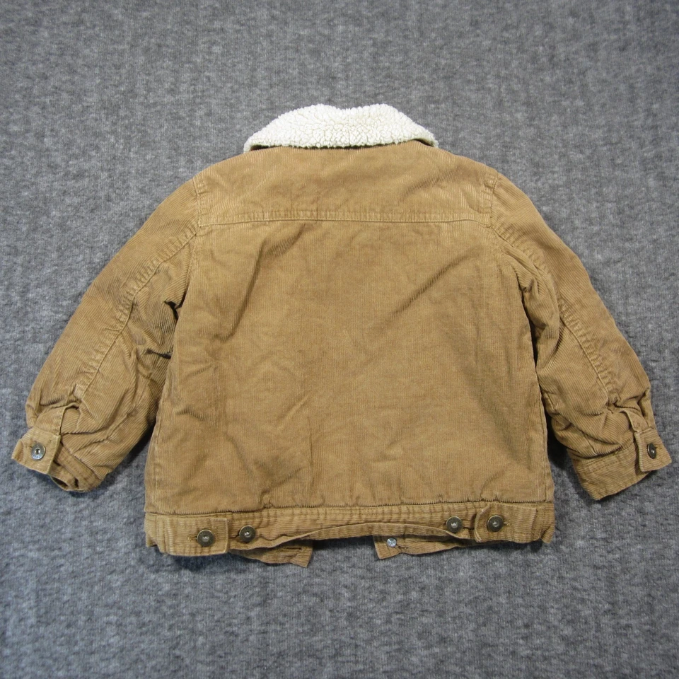Abrigo de Pana Gymboree Niños 2T-3T Tostado Forrado de Vellón Cuello Sherpa Acogedor Prendas Exteriores Foto 3 de 4