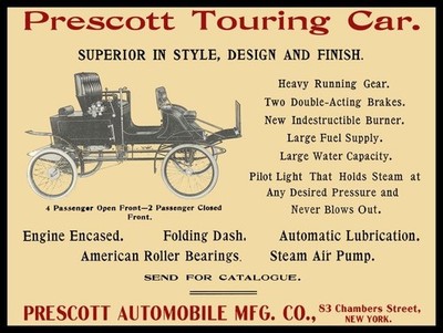 1902 Prescott Automobile Co. of New York City NEW METAL SIGN: 9x12'' Ships Free