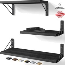 Stylish Space-Saving Black Floating Shelves - Organize with Elegance Set of 3 