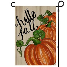 Fall Garden Flag 12x18 Inch Double Sided Hello Fall Pumpkin Yard Flag Autumn ...