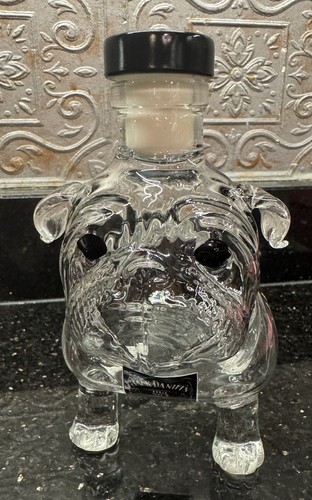 RARE HTF Jack Daniel’s Whiskey Bulldog Decanter Clear Glass Bottle Custom Design