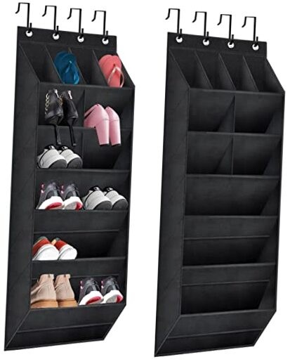 Over The Door 2 Pack Black Shoe Organizer with 11 Pockets Each-image