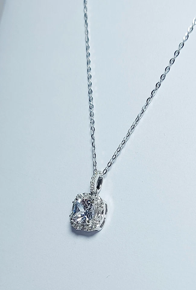 Collana argento 925 donna bianco ciondolo pendente punto luce zirconi brillanti - Immagine 2 di 4