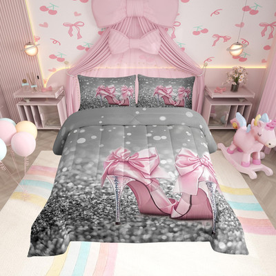 Manfei High-Heels Girlish Comforter Set Queen Sizeglitter Sparkling Diamond