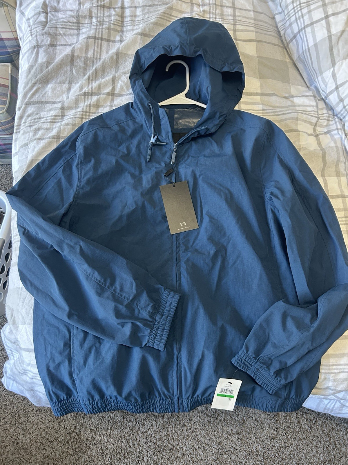 Mark New York Andrew Marc Jacket Blue Mens Rain Coat Casual Full Zip Size L NWT