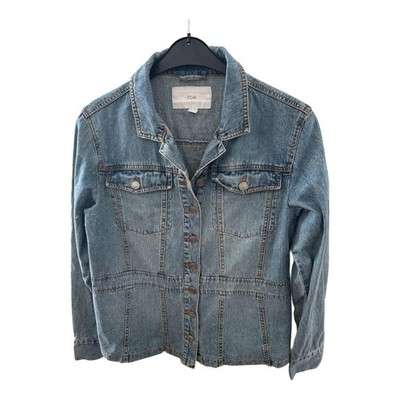 TCM Jeansjacke Damen Gr 40 42 Blau Übergangsjacke Denim Vintage Style