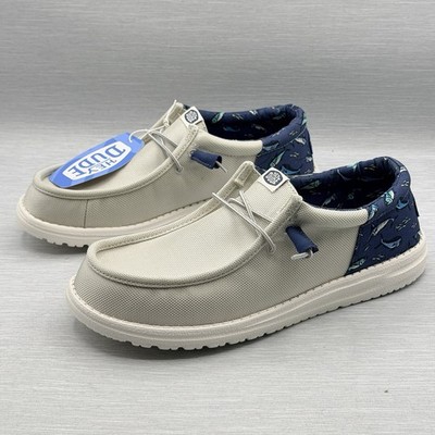 Hey Dude Wally Men's 12 Fishing Fish Print Slip On Loafers Grey Limited Ed