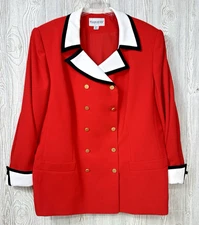 John Meyer of Norwich Women's Red Size 20W 2-Piece Jacket Skirt Suit Set Vintage