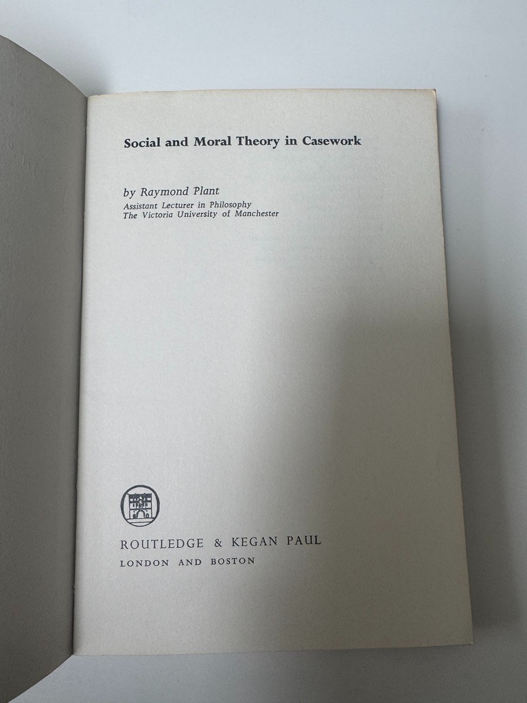 Social and Moral Theory in Casework Raymond Plant 1970 First Edition Paperback image 5