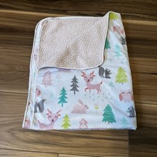 Cloud Island Target Velboa Pink Forest Frolic Deer Tree Sherpa Baby Girl Blanket