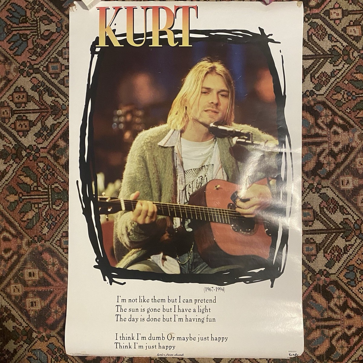 Nirvana  Cobain live ポスター Collectible Vintage 1995 Nirvana Kurt Cobain Unplugged Poster 90s