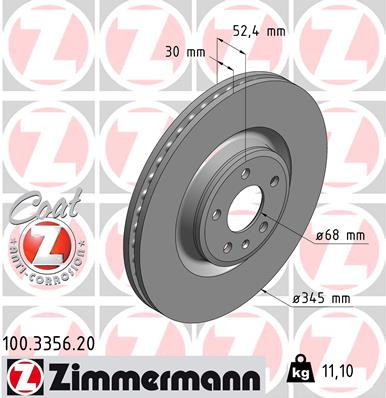 ZIMMERMANN 100.3356.20 Bremsscheibe für AUDI,AUDI (FAW),PORSCHE,VW (SVW)
