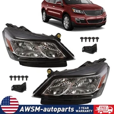 For 2013-2017 Chevy Traverse Black Headlights Headlamps LH+RH Sets 13-17