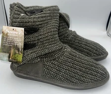 BEARPAW Knit Tall Or Fold Mid Calf, Leather Gray Wool Boots Women’s Size 10M NEW