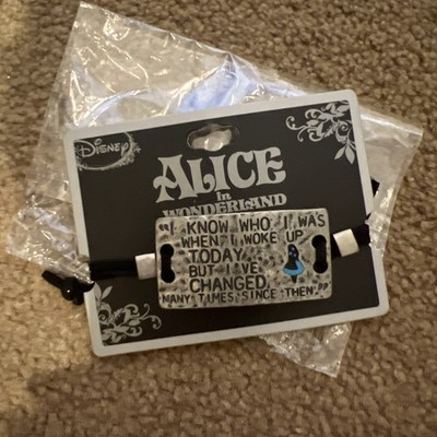 Disneyland Parks Alice im Wunderland Zitat Metall mit schwarzem verstellbarem Armband