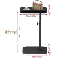 Adjustable C-Shaped Sofa Side End Table Coffee Laptop Table Living Room Bedroom