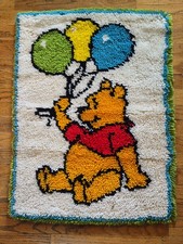 Vintage Latch Hook Winnie The Pooh Wall Hanging Rug Finished