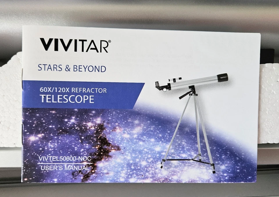 Vivitar 60X/120X Telescope Refractor with Tripod Black/Silver, Open Box - Image 4 of 4