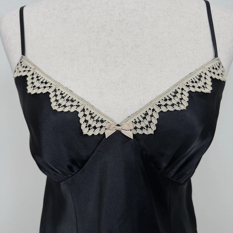 GIlligan & O'Malley Y2K Vestido sin Mangas de Satén para Mujer Mediano Negro Coqueta Lencería Foto 4 de 4