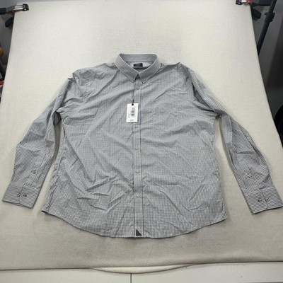 UNTUCKit Shirt Mens 3XL Gray Gingham Maury Reg Fit Long Sleeve Performance