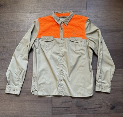 Orvis Womens XL Shooting Shirt Button Up Ruffed Grouse Society RGS Blaze Orange