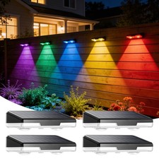 4X Solar Fence Garden Lights Outdoor Path Door Wall Deck Patio Backyard LED Lamp