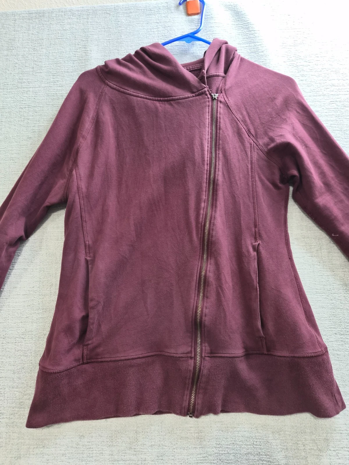 Nike Hoodie Womens Large Maroon Logo Cotton Fleece Lined Asymmetric Full Zip