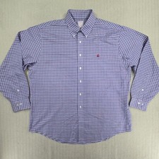 Brooks Brothers Shirt Mens XL Blue Check Non Iron Supima Long Sleeve Dress