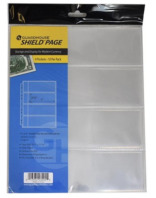 Guardhouse Shield 4 Pocket Modern Currency Storage Album Pages-10 Pack