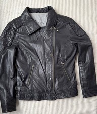 Trapper Queens Lederjacke Damen Gr. 40 Schwarz Echtleder Biker Style Lammnappa