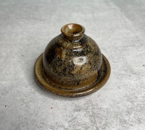 Vintage 1981 Stone stoneware inkwell Inkpot glazed round pottery signed ...