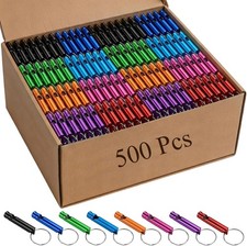 24-500 Pieces Mini Aluminum Emergency Whistles with Keychains Adults Metal
