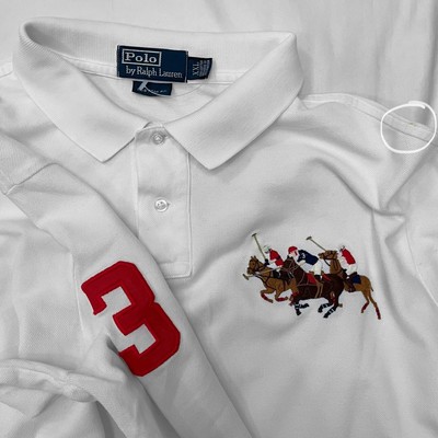Vintage Ralph Lauren Big Pony Polo Shirt Long Sleeve Tri Triple