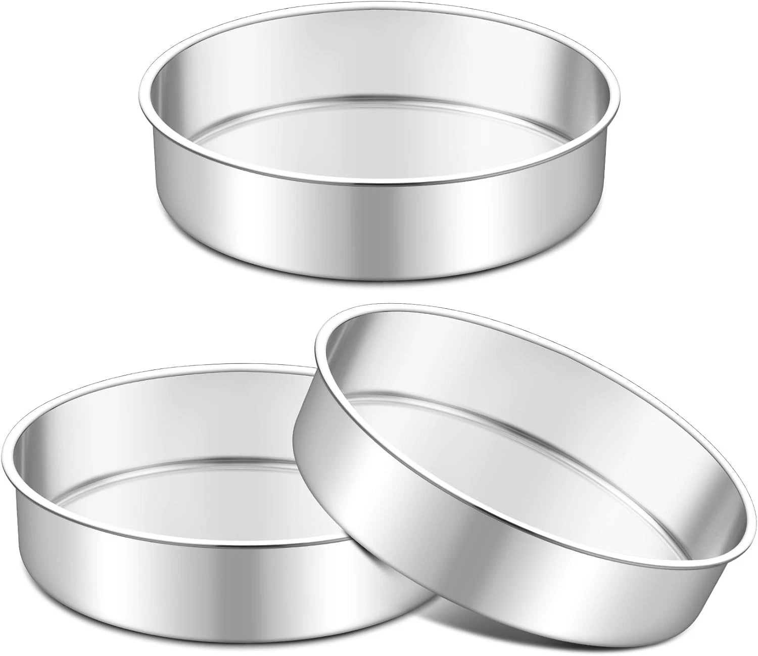7 Inch Cake Pan Set of 3 Stainless Steel Round Layer Cake Baking Pans Tins