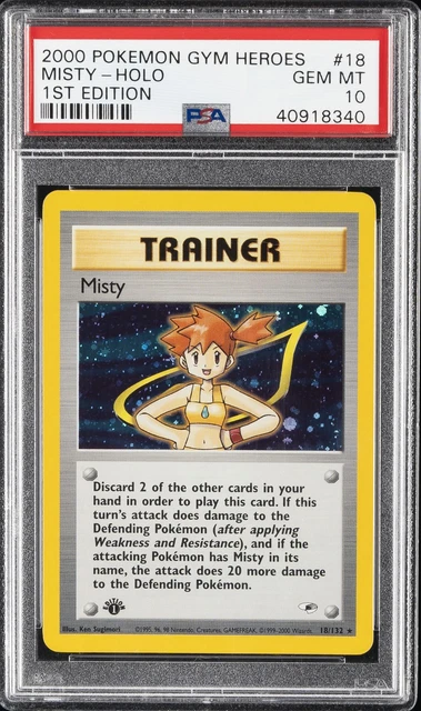 2000 POKEMON GYM HEROES 1ST EDITION #18 MISTY-HOLO PSA 10