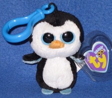 TY BEANIE BOOS CLIP - WADDLES the PENGUIN CLIP - MINT with MINT RARE PURPLE TAG 