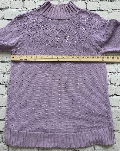 Quacker Factory Women’s Size M Lavander Sequin Farisile Chunky Knit Sweater - Picture 18 of 24